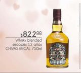 Oferta de Whisky blended escocés 12 años Chivas Regal 750ml por $822 en Fresko