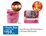 Oferta de Serie de 10 luces LED Sweet Heart o 20 luces LED Corazón por $159 en Walmart