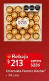 Oferta de Chocolate Ferrero Rocher 24 piezas por $213 en Walmart