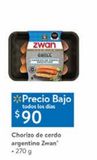 Oferta de Chorizo de cerdo argentino Zwan 270g por $90 en Walmart