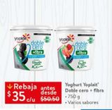 Oferta de YoHgurt Yoplait Doble Cero + fibra 750g por $35 en Walmart