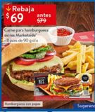Oferta de Carne para hamburguesas de res Marketside 8 pzas de 90g c/u por $69 en Walmart