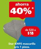 Oferta de STAR MASCARILLA KN95 GRIS C/1PZA por $18 en Farmacia San Pablo
