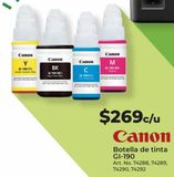 Oferta de Canon Botella de tinta GI-190 por $269 en Office Depot