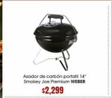 Oferta de Asador de carbón portatil 14" smokey joe premium Weber por $2299 en La Comer