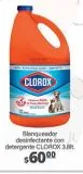 Oferta de Blanqueador desinfectante con detergente Clorox 3,8lt por $60 en La Comer