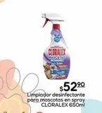 Oferta de Limpiador desinfectante para mascotas en spray Cloralex 650ml por $52.9 en Fresko