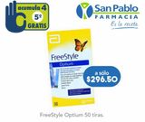 Oferta de FREESTYLE TIRAS OPTIUM C/50PZS por $296.5 en Farmacia San Pablo