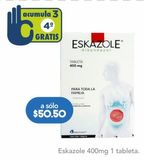 Oferta de ESKAZOLE TAB 400MG CAJ C/1 por $50.5 en Farmacia San Pablo