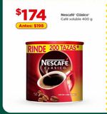 Oferta de Café soluble Nescafé 400g por $174 en Bodega Aurrera