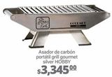 Oferta de Asador de carbón portátil gril gourmet silver Hobby por $3345 en La Comer
