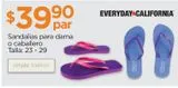 Oferta de Sandalias para dama o caballero Talla: 23 - 29  por $39.9 en Chedraui