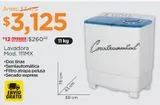 Oferta de Lavadora Semiautomática Continental Blanco CE-WT111MX por $3125 en Chedraui