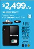 Oferta de Celular Samsung Galaxy A03 Core por $2499 en Chedraui