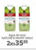 Oferta de Agua de coco Nature's Heart 330ml por $35 en La Comer