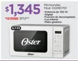 Oferta de Microondas Oster por $1345 en Chedraui