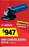 Oferta de MINI ESMERILADORA BOSCH 670 WATTS por $947 en The Home Depot