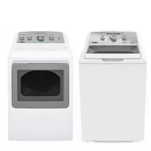 Oferta de COMBO LAVADORA 19 KG Y SECADORA 22 KG MABE GAS BLANCO por $18499 en The Home Depot