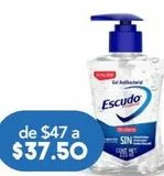Oferta de Escudo Gel Antibacterial para Manos 70% Alcohol 225 ML por $37.5 en Farmacia San Pablo