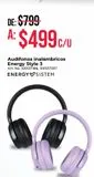 Oferta de Audífonos de Diadema Inalámbricos Energy Style 3 por $499 en Office Depot