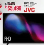 Oferta de Pantalla JVC Smart TV Roku Frameless 43 pulg. SI43FRF por $5499 en Office Depot