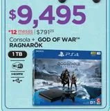 Oferta de Bundle Consola Play Station 4 + Videojuego God of War Ragnarök Digital por $9495 en Chedraui
