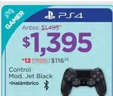Oferta de Control Inalámbrico Play Station 4 Jet Black por $1395 en Chedraui
