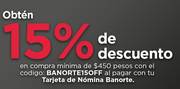 Oferta de Banorte | Obtén 15% de dto | 16/2/2023 - 25/4/2023